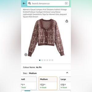 Cropped taupe brown Fair isle button up sweetheart neckline cardigan-size M-NWT